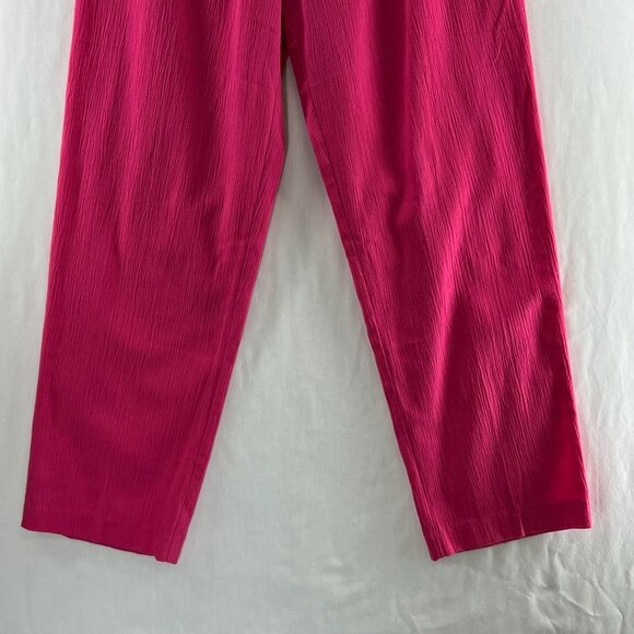 Drapers & Damons Crinkle Pull On Pants Size PM Elastic Waist High Rise Hot Pink - Picture 4 of 10